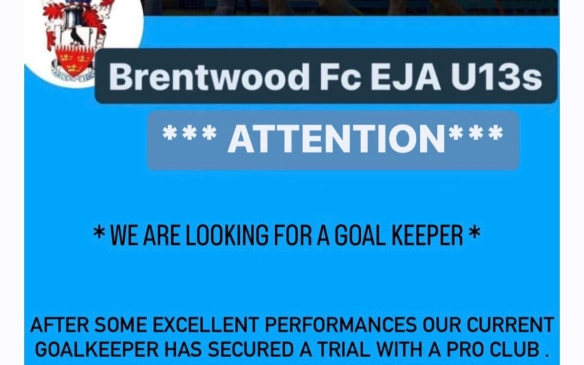 Keeper Required U13s Featured Image