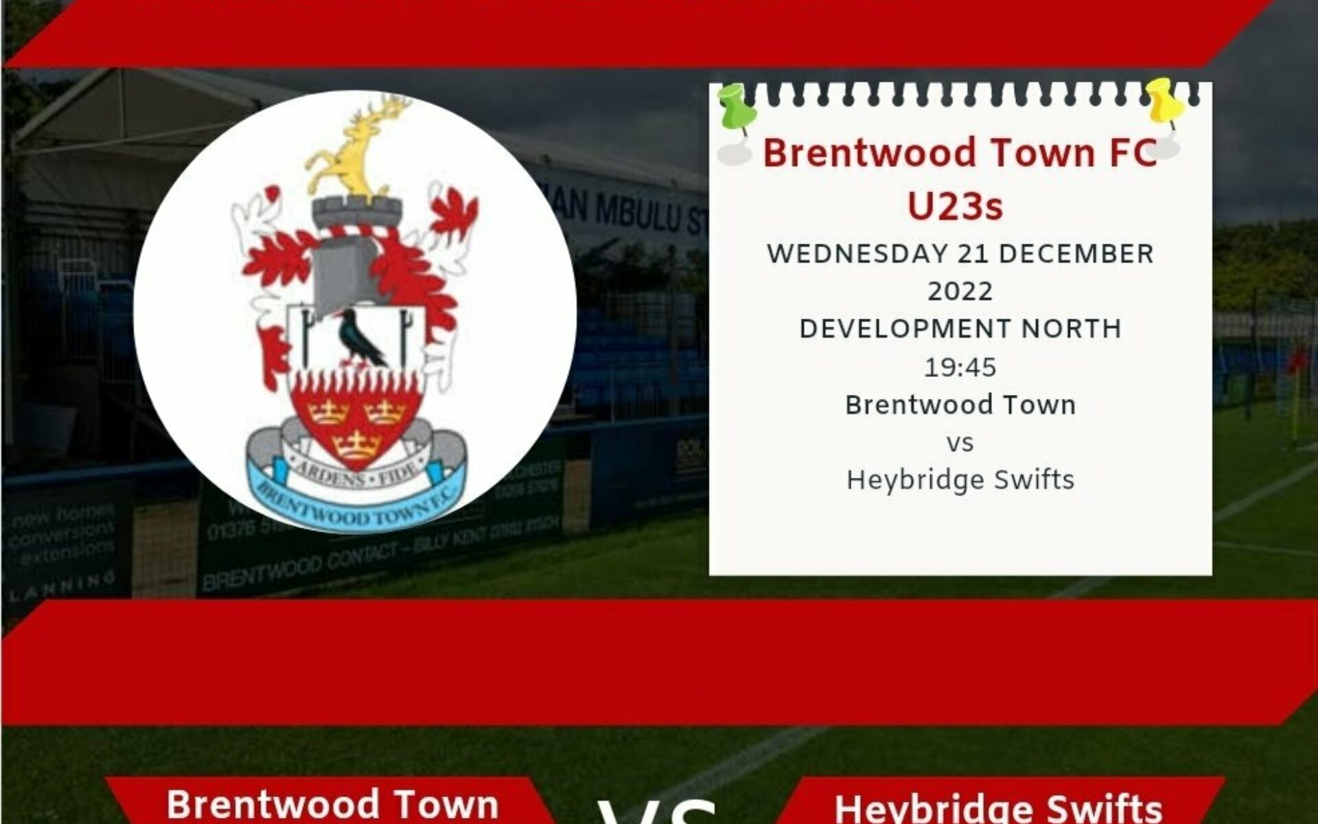 U23s Welcome Swifts U23s December 21st Featured Image